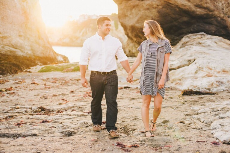 shell beach engagement photos